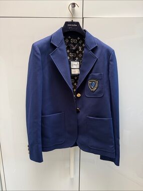 Louis Vuitton Royal Blue Blazer with Crest Patch. Authentic